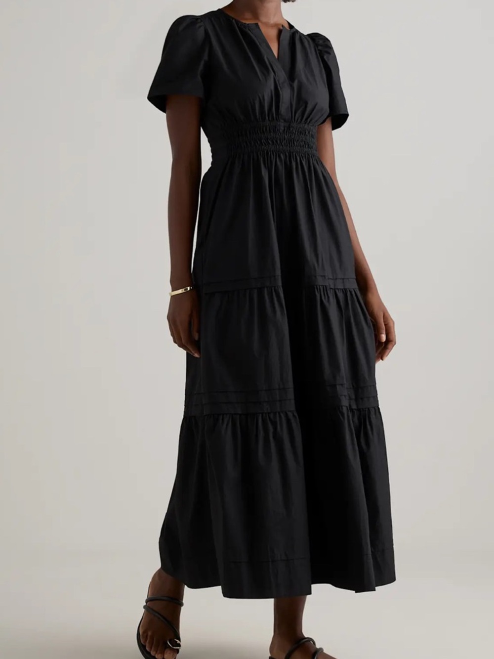 Quince 100% Organic Cotton Poplin Tiered Maxi Dress